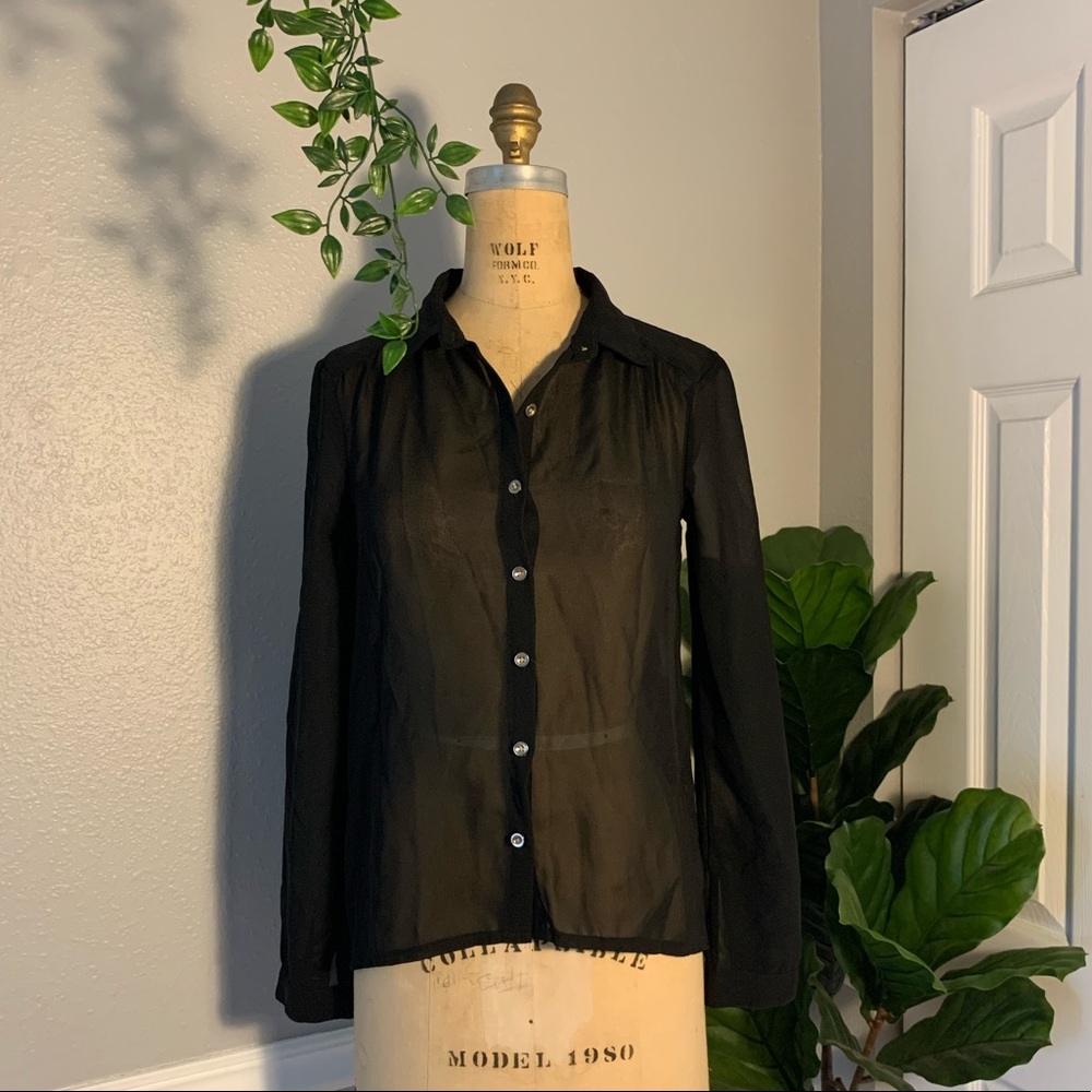 Charlotte Russe Sheer Button-Up Top
